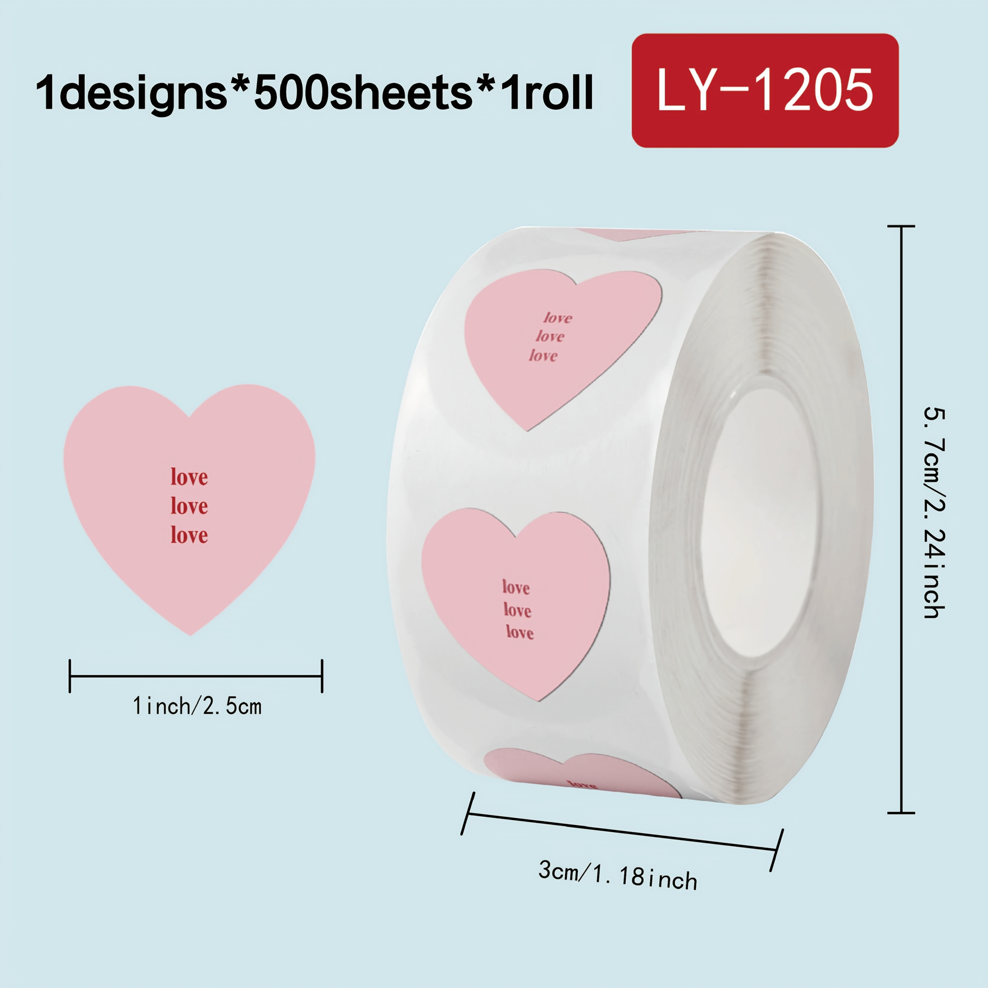 Image of 500pcs Heart-shaped Stickers - Valentine's Day Theme Envelopes, Cards, Love Stickers Red Heart Gift Packaging, Gift Decoration