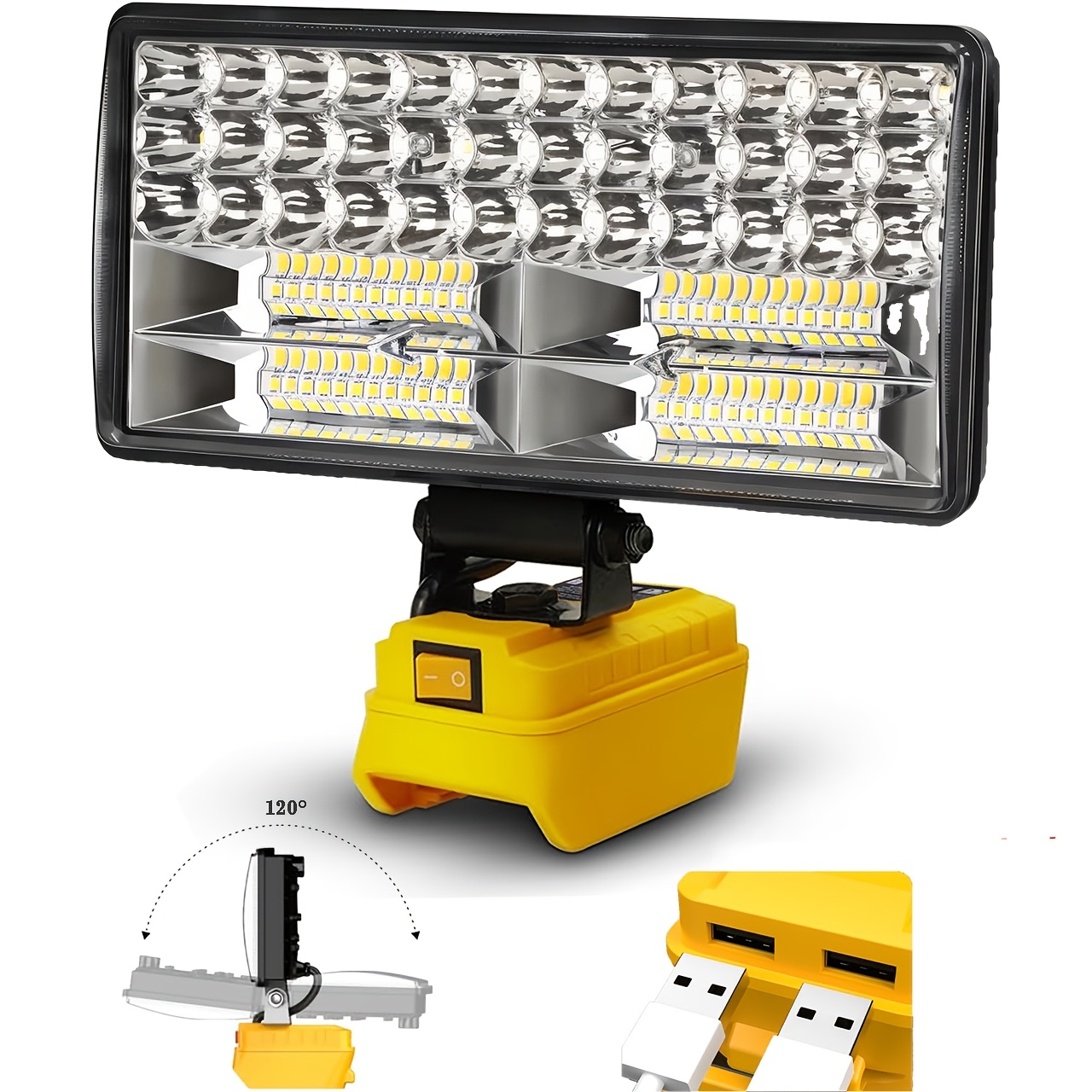 

Compact Cordless Light For Dewalt Batteries - Dual Usb Fast Charging, Portable & With Matte , Ideal For Outdoor, Camping, Auto Repair & Emergency Lighting - No Battery Included, Work ,