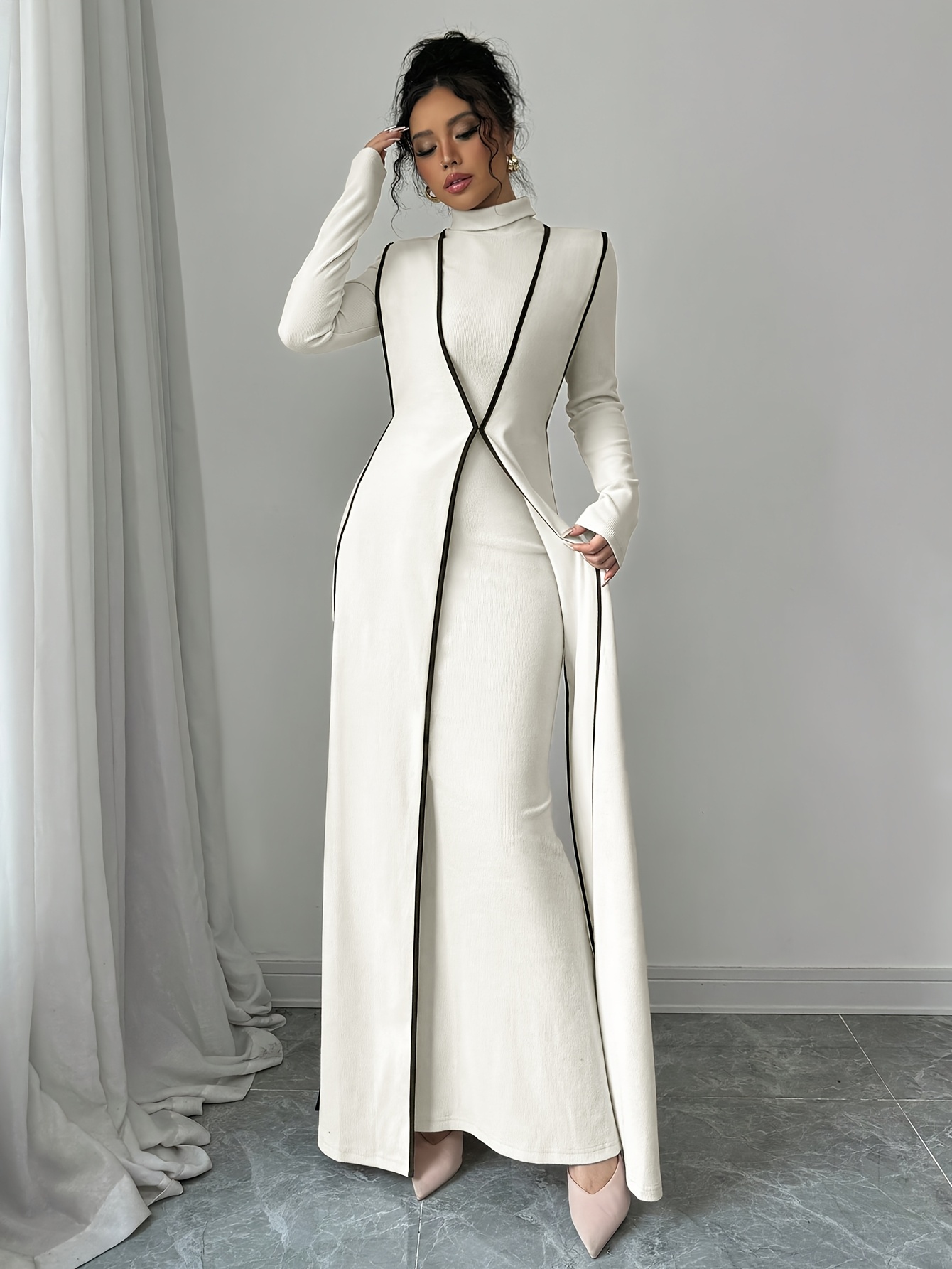 autumn new fashionable elegant simple solid color two piece - Temu Mauritius