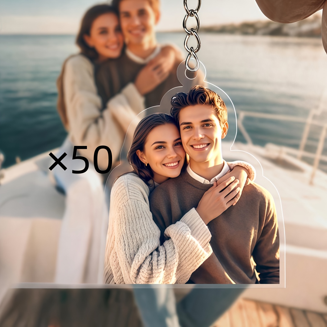 TEMU 50/100 pièces - Porte-clés personnalisés en acrylique, personnalisables avec des photos, adaptés pour porte-clés de voiture, breloques de sac à