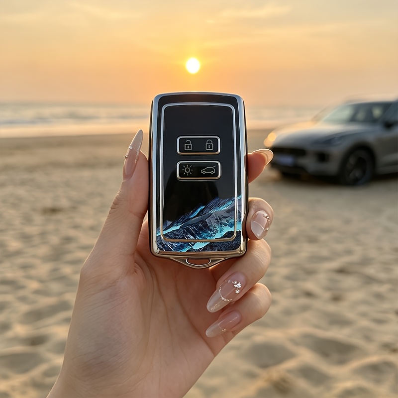 TEMU Coque de clé à 4 touches pour for Renault avec motif d'avion et de chaîne de , compatible avec les modèles que , , Espace, Trafic, Austral, , .