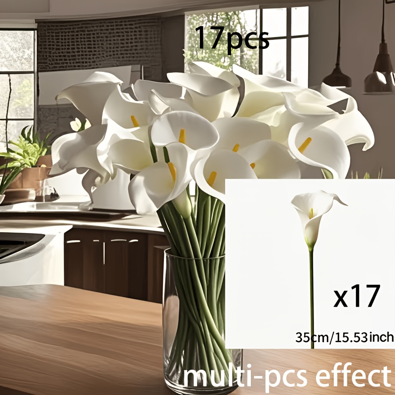 TEMU 17pcs Artificial Lily Flowers, Suitable For Wedding, Home And Office Decoration, Perfect For Mother's Day And Spring Decor, Fresh Flower