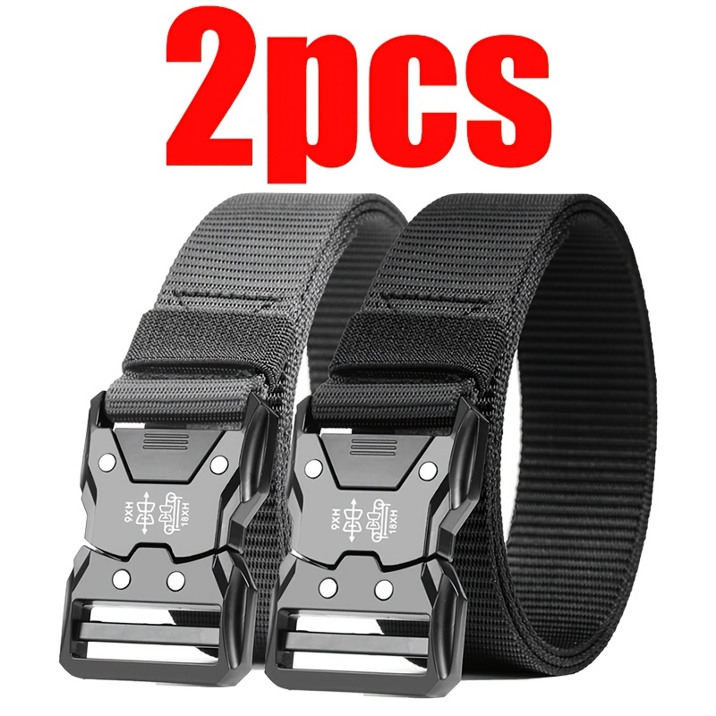 

2-pack Tactical Quick Release Belts For Men - Nylon Sports Waistband With Plastic , , For Jeans, Outdoor Activities, Use