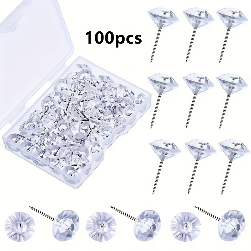 TEMU 100/200pcs Transparent Push Pins For Whiteboard, Decorative Thumb Tacks For Wall Hanging, Push Pins For Bulletin Board