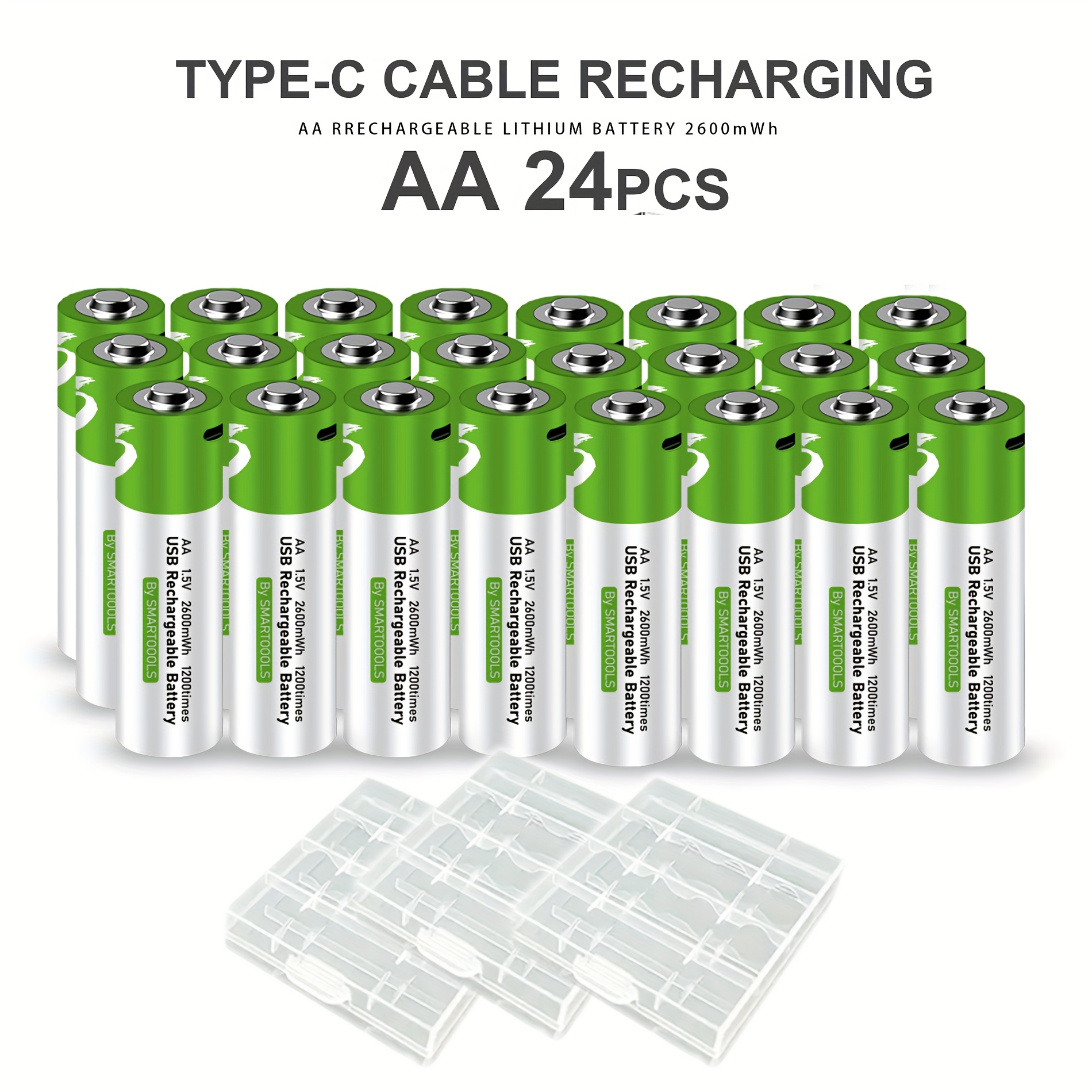 TEMU 24pcs Aa Battery Aa Batteries, Usb/type- Rechargeable Lithium , High Capacity 1.5v 1733mah 2600mwh Rechargeable Lithium Battery, 1.5 Hours Fast
