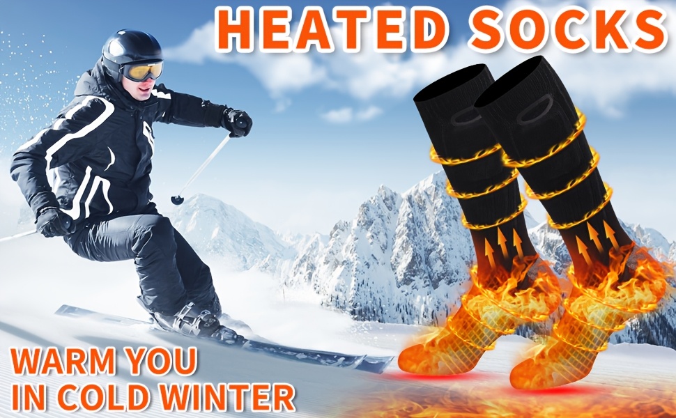 heated socks of wool for men women 4000mah rechargeable heated socks with 3 heat settings electric heated socks   warmer socks for cycling camping skiing hiking hunting winter outdoor sports Product details 0