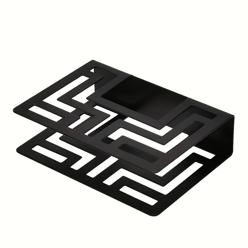 Image of Elegant Golden & Black Metal Napkin Holder - Maze Design, Carbon Steel Tissue Clamp For Dining & Kitchen Decor, Napkin Rack For Kitchen Countertop, Dining Table, Table Decoration, Home Decoration