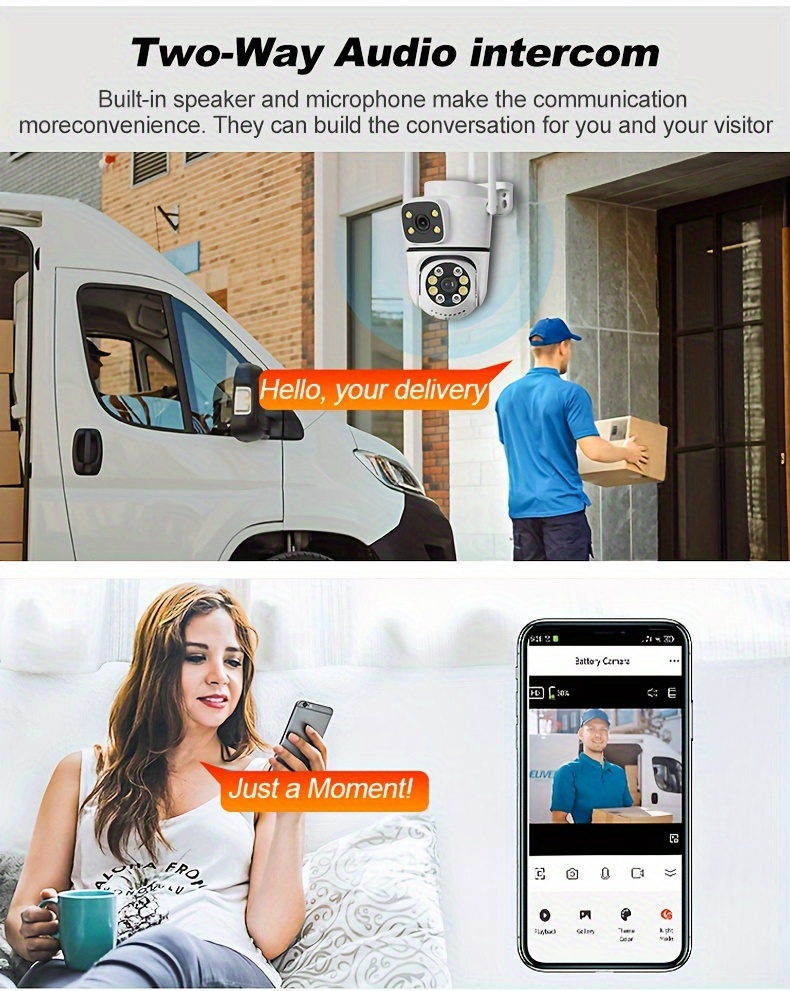 Anyazhineng 1080P Dual Lens Outdoor Security Camera - WiFi Enabled, Auto Tracking, Human Detection, Night Vision, Two-Way Audio, 360° Pan Tilt Control for Home Safety details 3