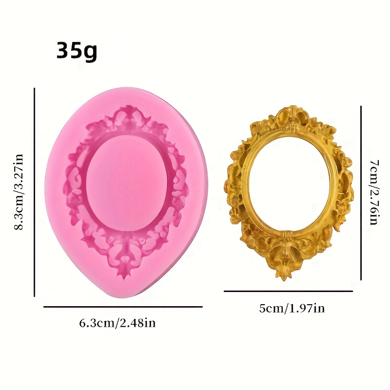 1pc, European Retro Mirror Frame, Photo Frame, Flower Border, Silicone Mold, Chocolate Flip Sugar Cake Mold