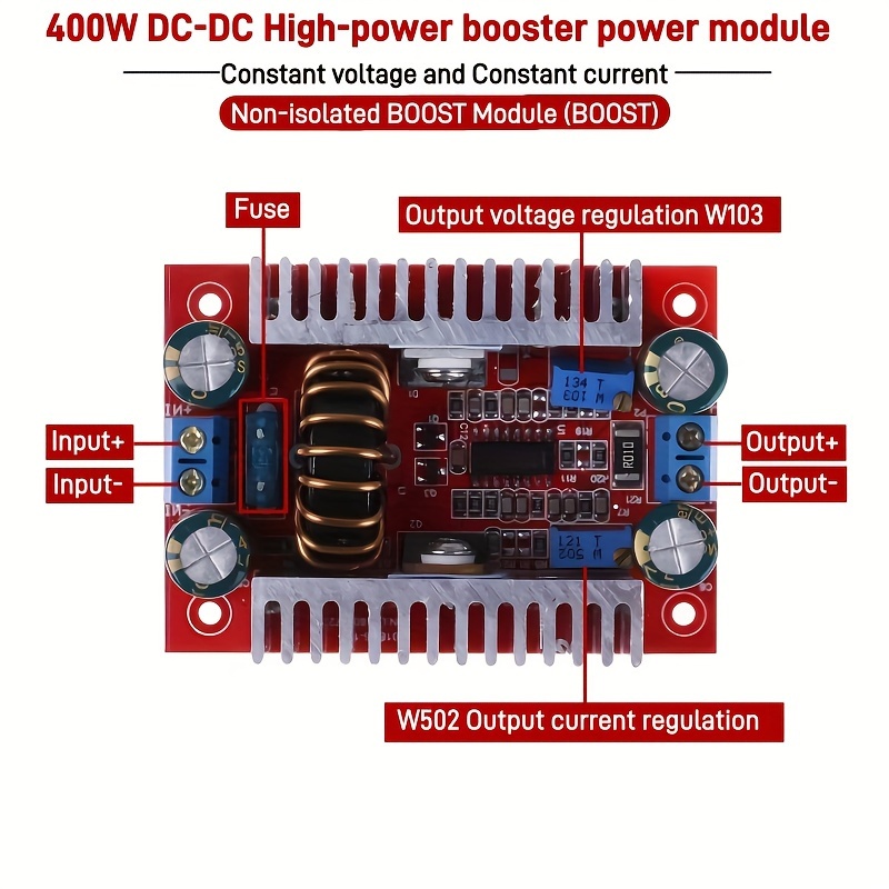 

High-power 12a Boost Converter Module - Adjustable Voltage & Current, Step-up Power Supply With Glass Fiber High-efficiency Driver (default Output 19v)