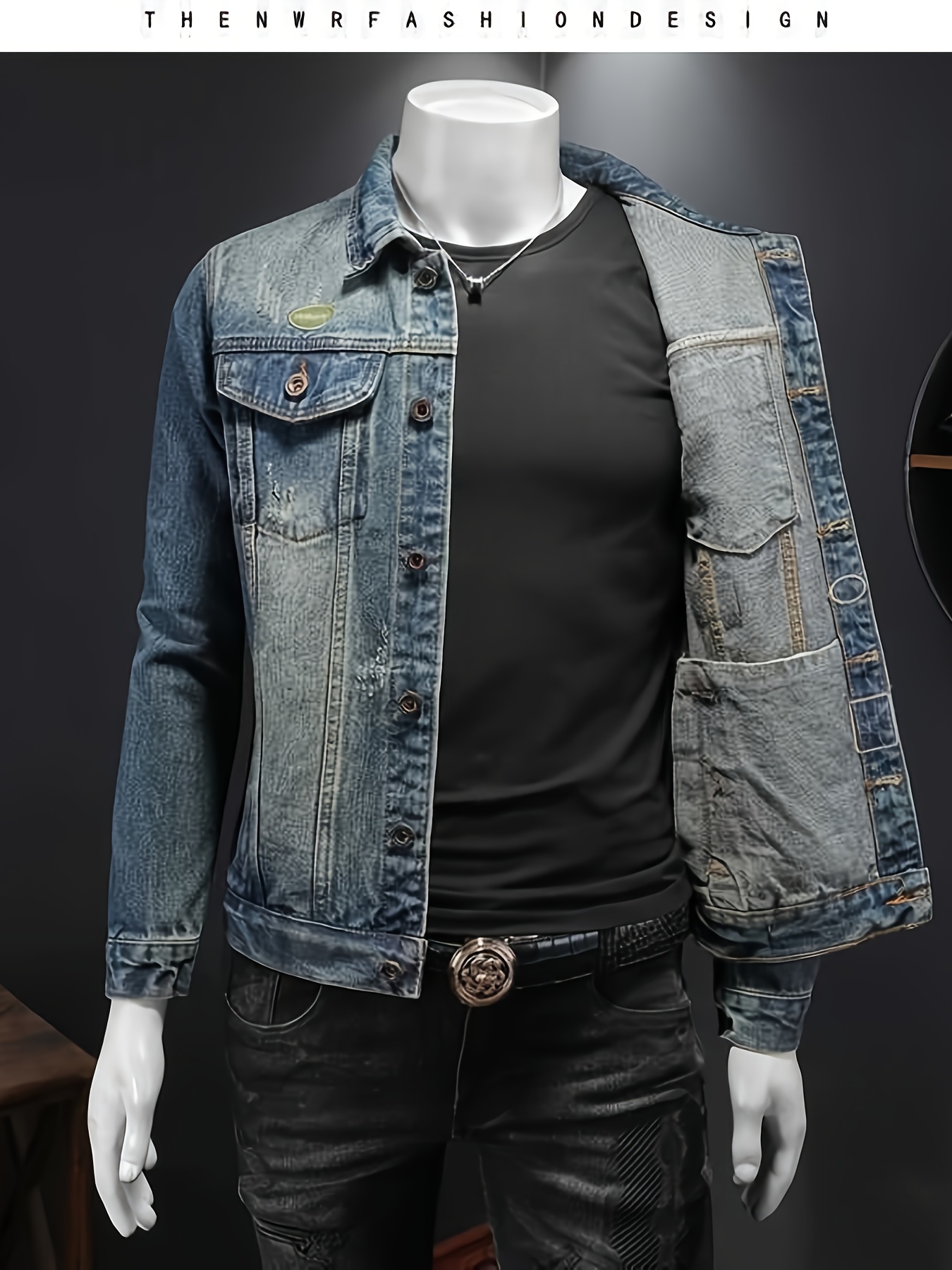 Men's American Retro Flight Denim Jacket detail