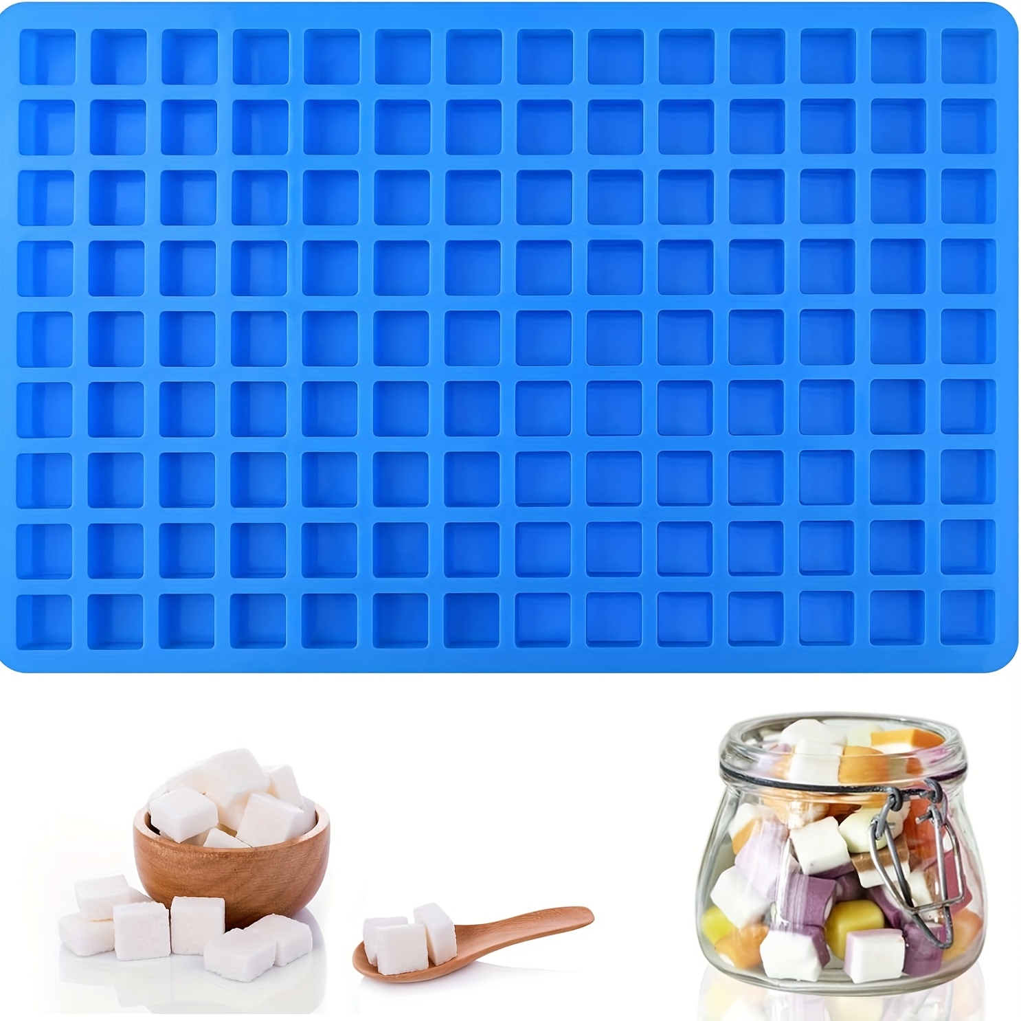 Image of 126- Square Candy Silicone Mold, Mini Silicone Mold For Chocolate, , Ice Cubes, Caramel