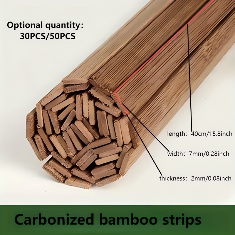 

30pcs/50pcs Bamboo Strips - Polished , 2mm Thickness, 7mm Width, 40cm Length, Industrial Material, For Diy Crafts & Woodworking Projects, Ideal For Model Building & Craft Projects, & High-quality