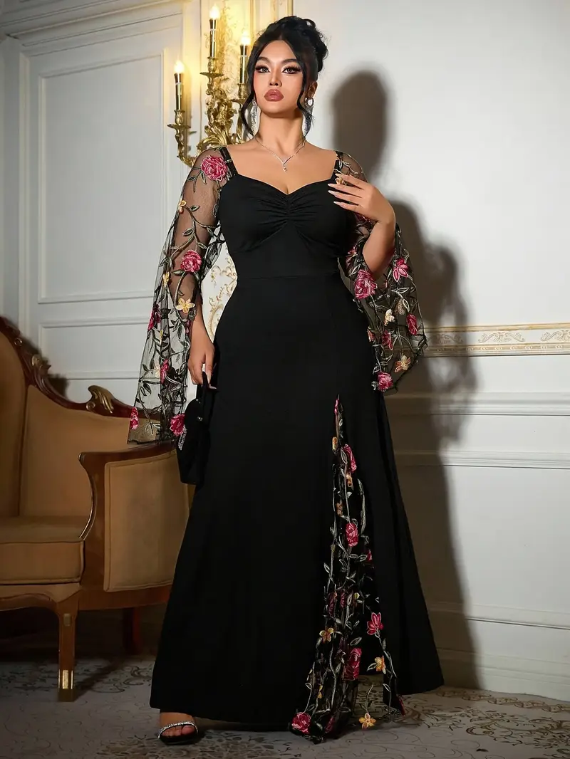 plus size elegant french style embroidered mesh bodycon - Temu Mauritius plus size elegant french style embroidered mesh bodycon - Temu Mauritius