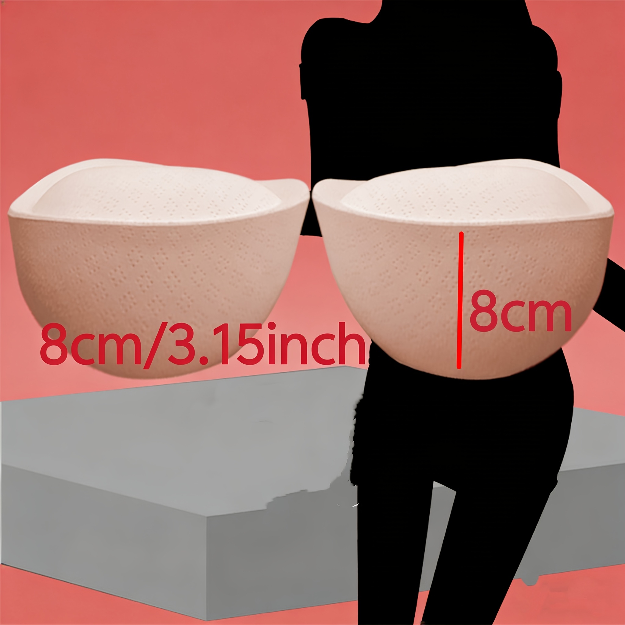 Image of 2pcs 2pcs 2pcs Suitable For Small & Flat Chests 8cm Extra Thick Breast Pads For Cos Lingerie, Sports Bras & Back Enhancer Inserts - Sponge Replacement Pads For Bra Padding, Hand Washable For Fashion