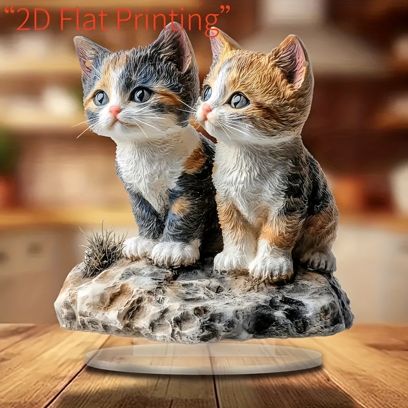 

A 2d Printed Acrylic Cat Statue -7.8 * 7 Inches - Bohemian Style, Decorative Sign, Home, Caf É, Bedroom, And Holiday Decoration.