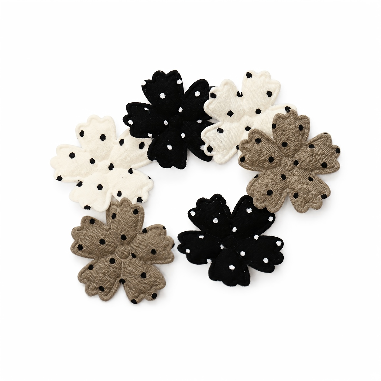 TEMU 30pcs 3.5cm Polka Dot Fabric Flower Scrapbooking Appliques And Decorative Fabric Patches For Diy Headwear, Hair Clips, Hats, Scarves, And Socks