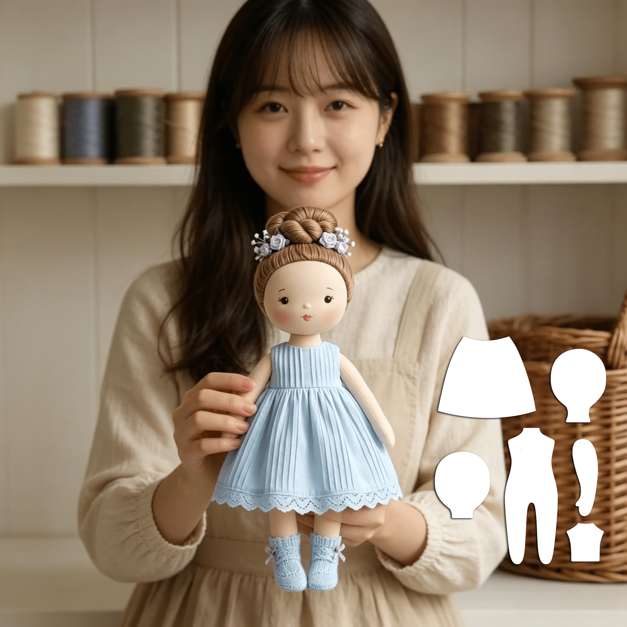TEMU 1 Set Of 6pcs Handmade Doll Plush Template, Artistic Decorative Template, Reusable Painting Template, Suitable For Handmade, Painting, Canvas,