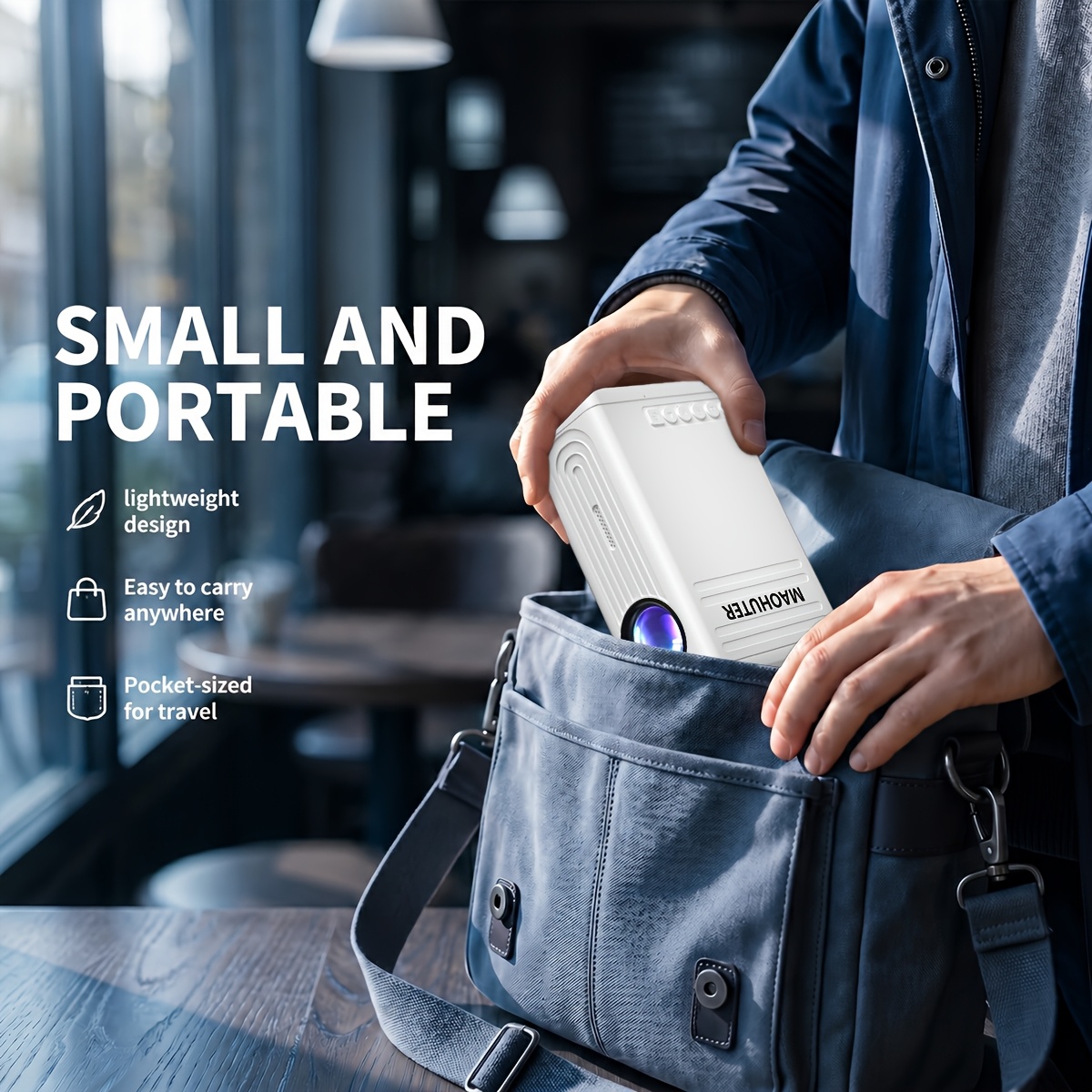 Smart Mini Portable Projector, High Resolution with Adjustable Angle