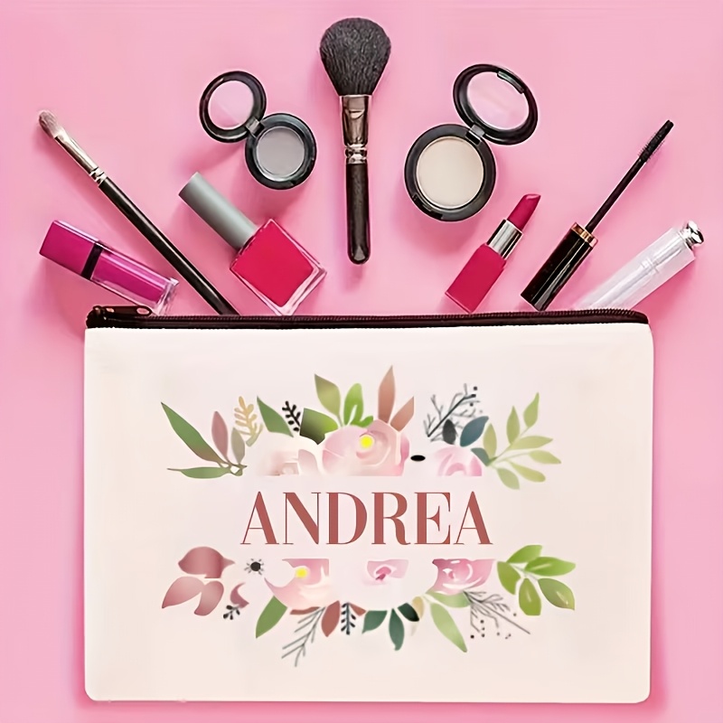 TEMU [customization] 1pc Personalized Name Makeup Bag - Vibrant , Durable Polyester Material, Zipper Closure, Lightweight And Fade-resistant, Ideal