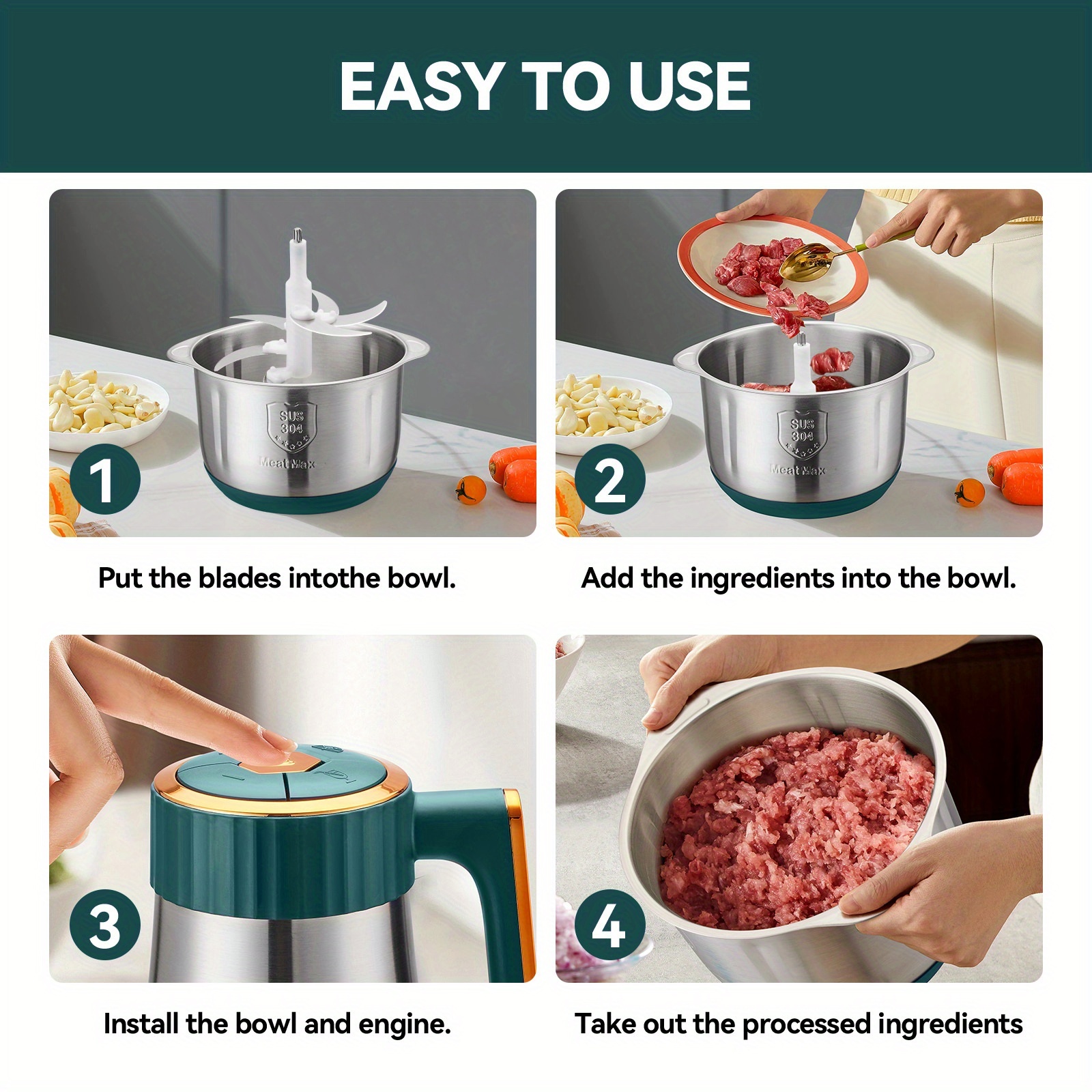 electric meat grinder mixing garlic mash and   multifunctional food processor Product details 4