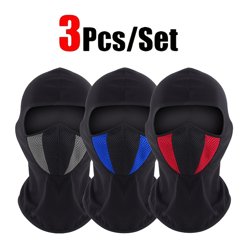 3 piezas de gorro deportivo para exteriores de cuatro estaciones para hombres y mujeres, máscara para motocicleta y bicicleta, protección facial transpirable y cálida, elegante gorro casual a prueba de viento y polvo