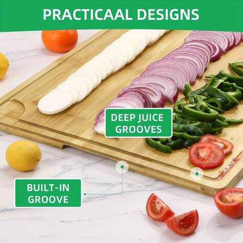 30 x 20 extra large bamboo cutting board wooden cutting board for kitchen with juice and handles over sink board meat cutting board large caving board charcuterie board