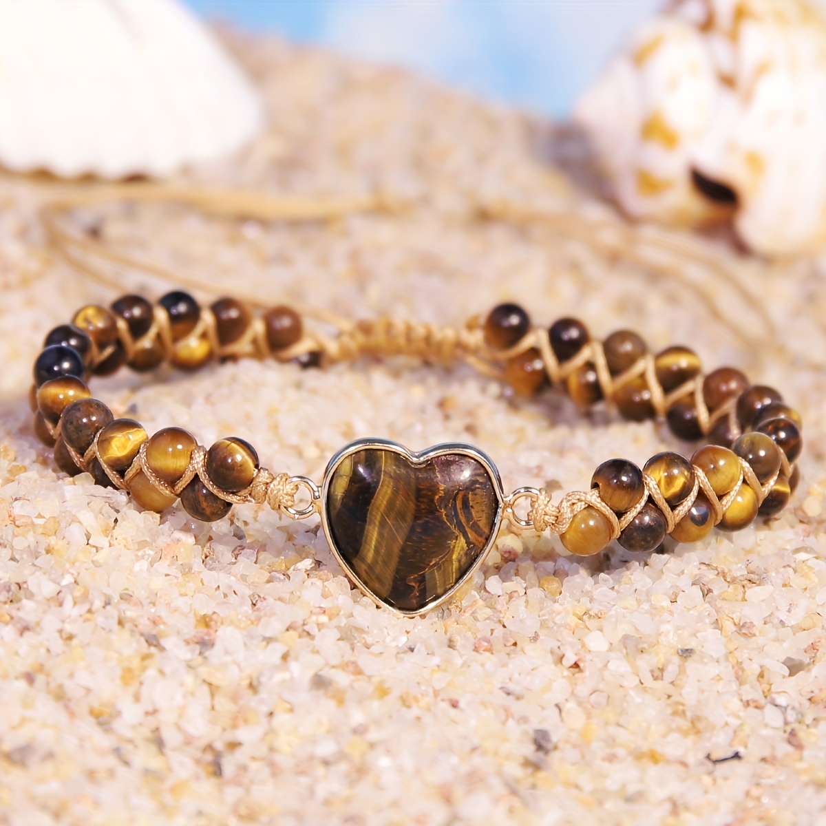 Image of Women's Natural Stone Anklet, Eye Vintage Stone Anklet, Great Ankle Jewelry For Summer Beach, Women's Vacation, Suitable As Daily Gifts And Surprises, Women's Gifts