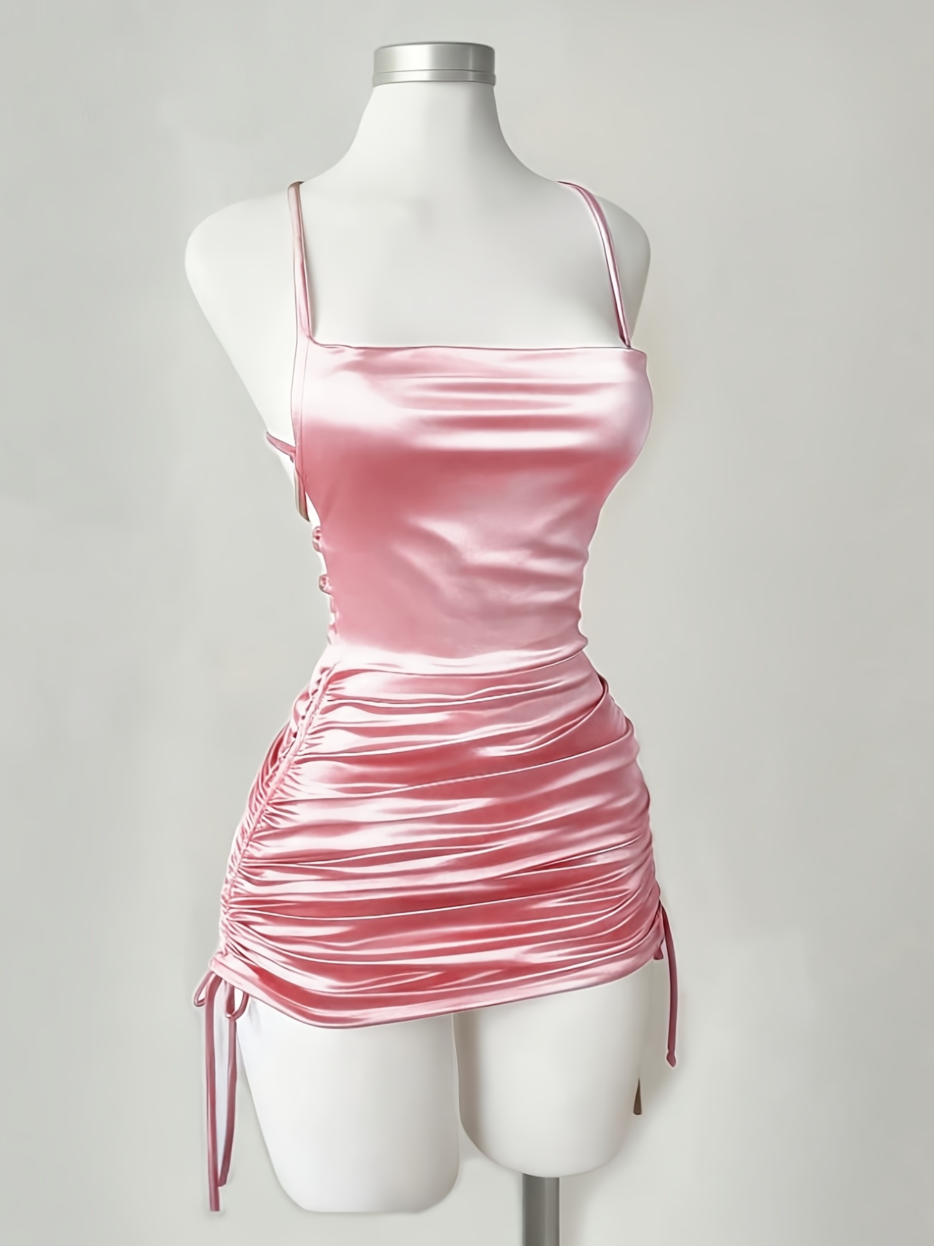 womens new solid color lace up drawstring backless suspender dress fashionable and elegant for parties dates street style cocktail dresses bridesmaid dresses daily wear suitable for   Product details 7