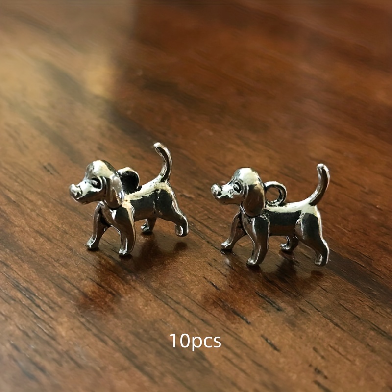 TEMU 10pcs Dog Charms, Antique Silvery Charms, 3d Dog Charms, Puppy Charms, Pet Charms, Animal Charms, Silvery Doggy Charms, Findings