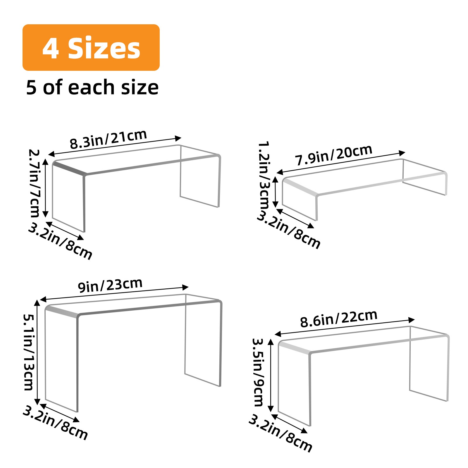 TEMU Tomnk 10/15/20pcs Acrylic Risers For Display, Food Service Countertop Display Rack, Clear Food Organizer Stands, Acrylic Display Risers For Show
