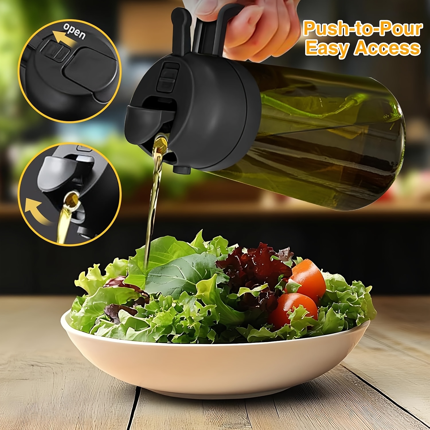 1 2pcs set 16 ounce glass oil bottle and sprayer set multi functional olive oil bottle exquisite label kitchenware   suitable for salad dressing barbecue baking cooking and is an essential item   details 5