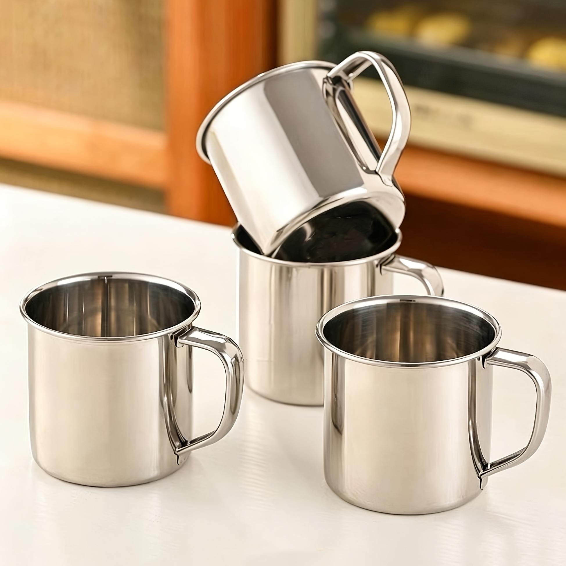 6pcs mini stainless steel cup coffee tea water mug cup stainless steel camping travel mug   modern cup reusable cup    
