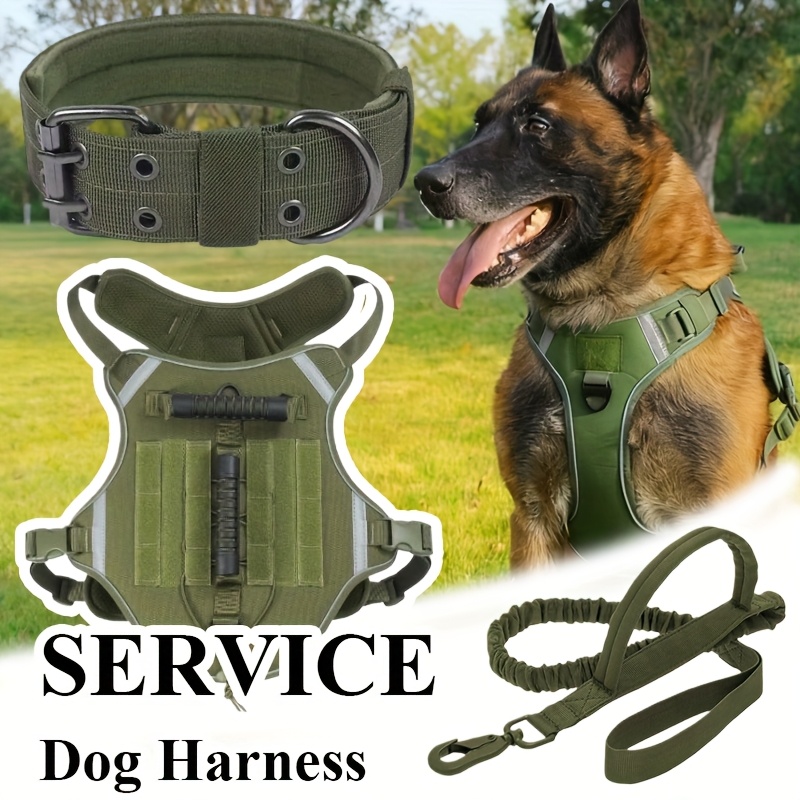 Three-Piece Tactical Set for Medium to Large Service Dogs, Harness, Leash & Collar