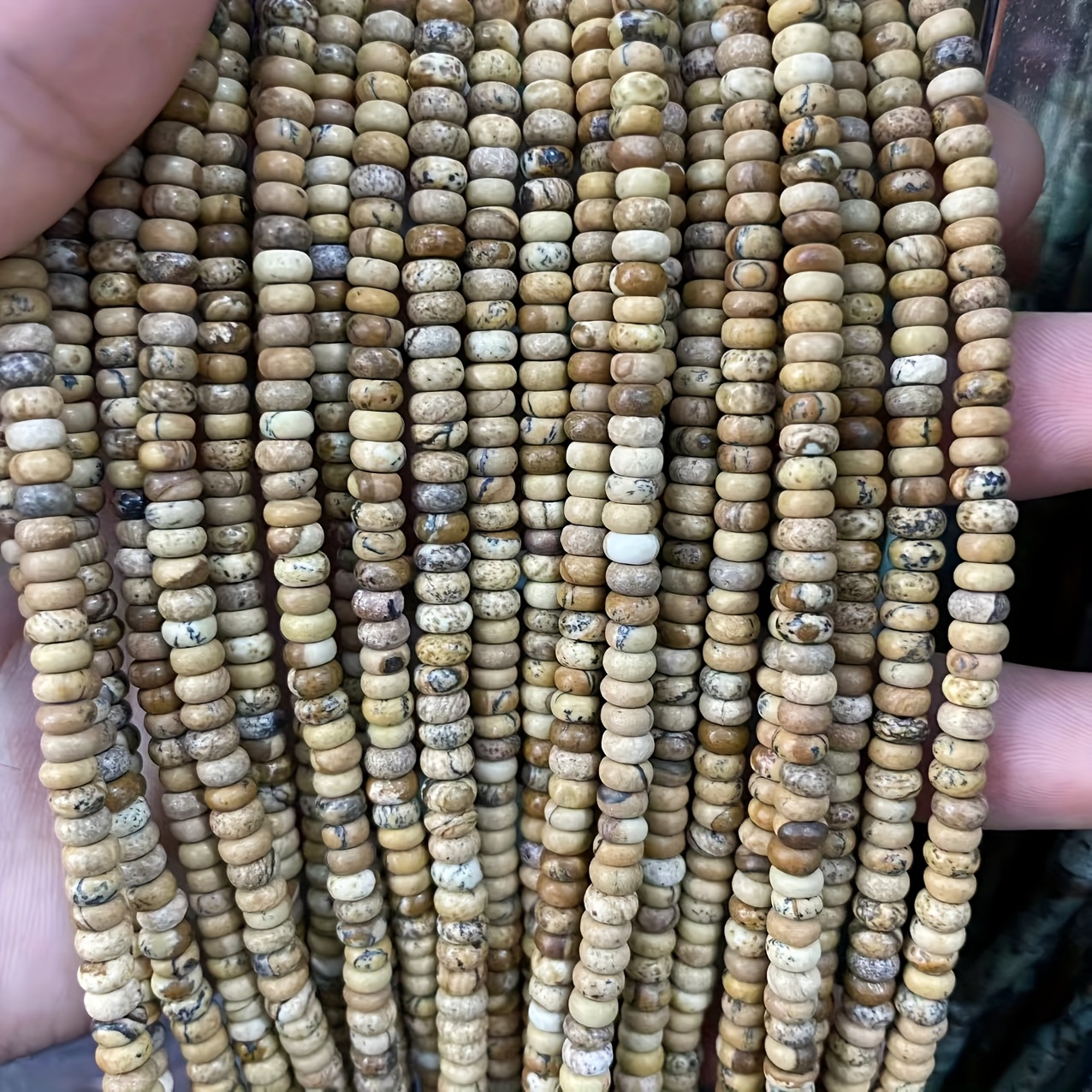 Natural Picture Stone Abacus Beads for DIY Jewellery Making