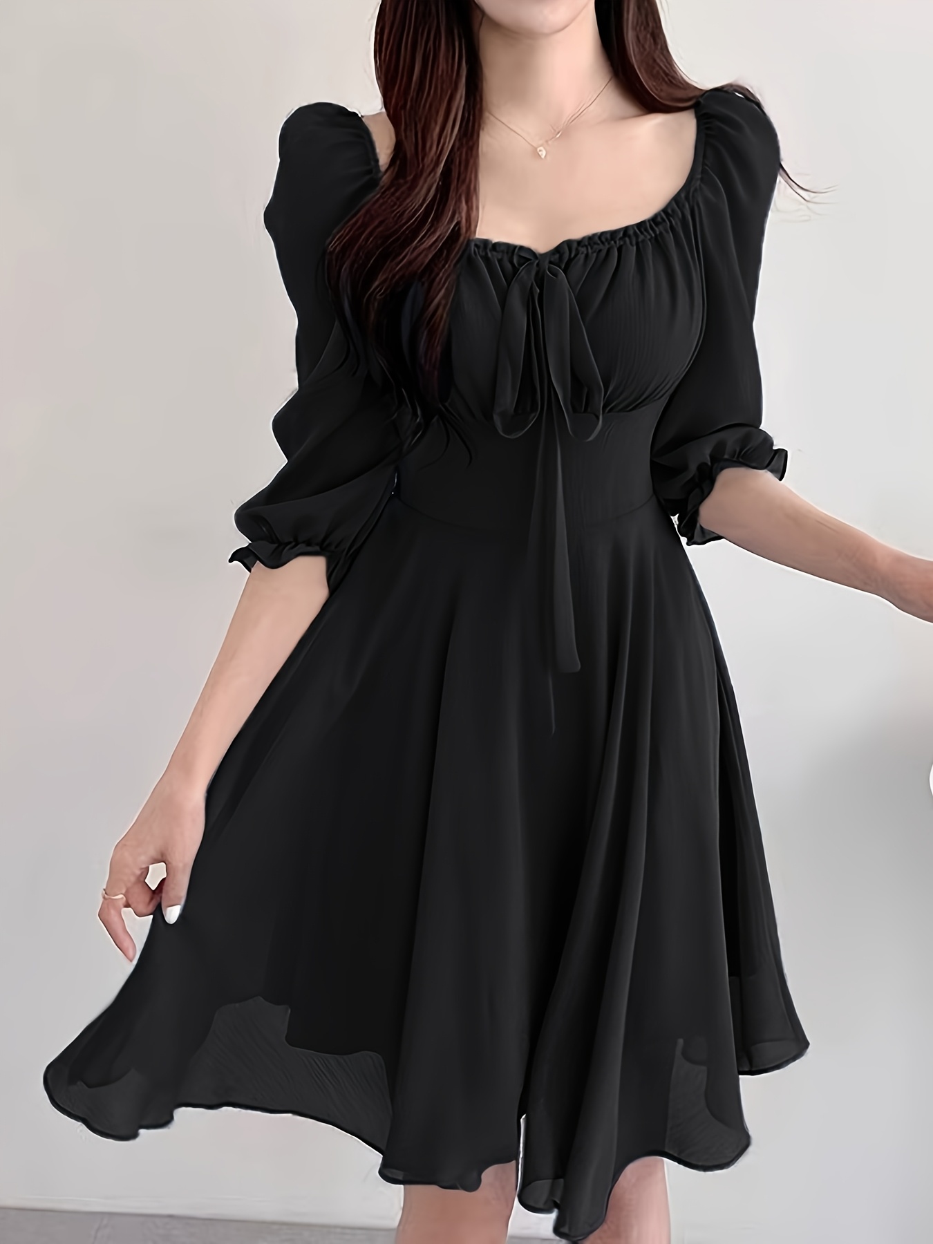 apparel korean black dress Q Girl's Korean Style/Hooded Knitted Little Black Dress Long Skirt Bla –  Lee Nhi Boutique