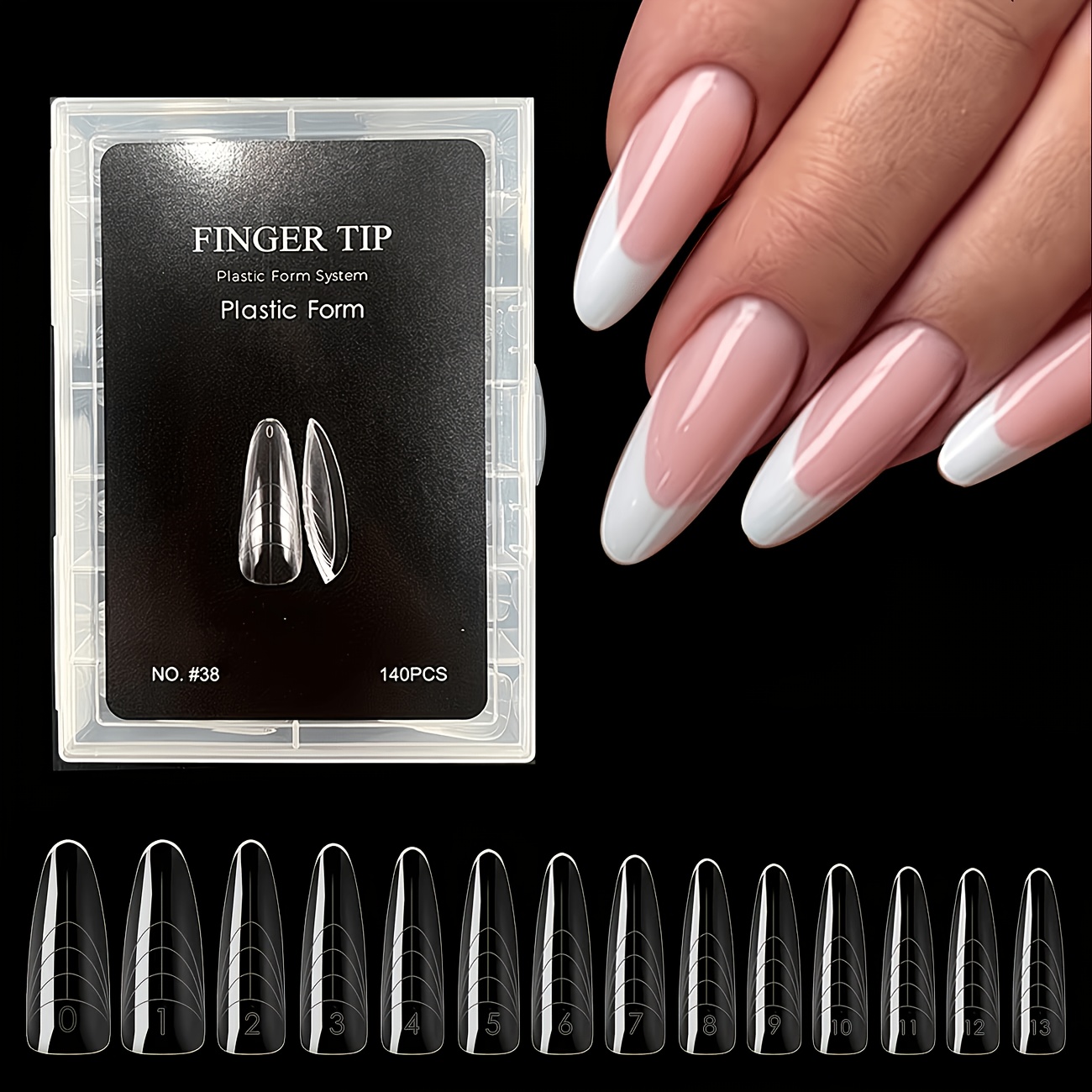 TEMU Adesivi per unghie ovali lunghi 140 pz - Unghie a pressione trasparenti lucide con design serie latina per manicure da salone a casa
