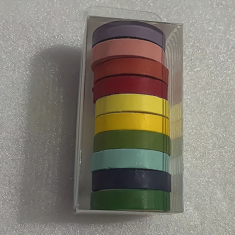 TEMU 10 Rolls/box 0.7cm Wide Tearable Rainbow Washi Tape Masking Tape Handmade Decorative Diy Materials Colored Washi Tape Set/ 10rolls Rainbow Washi