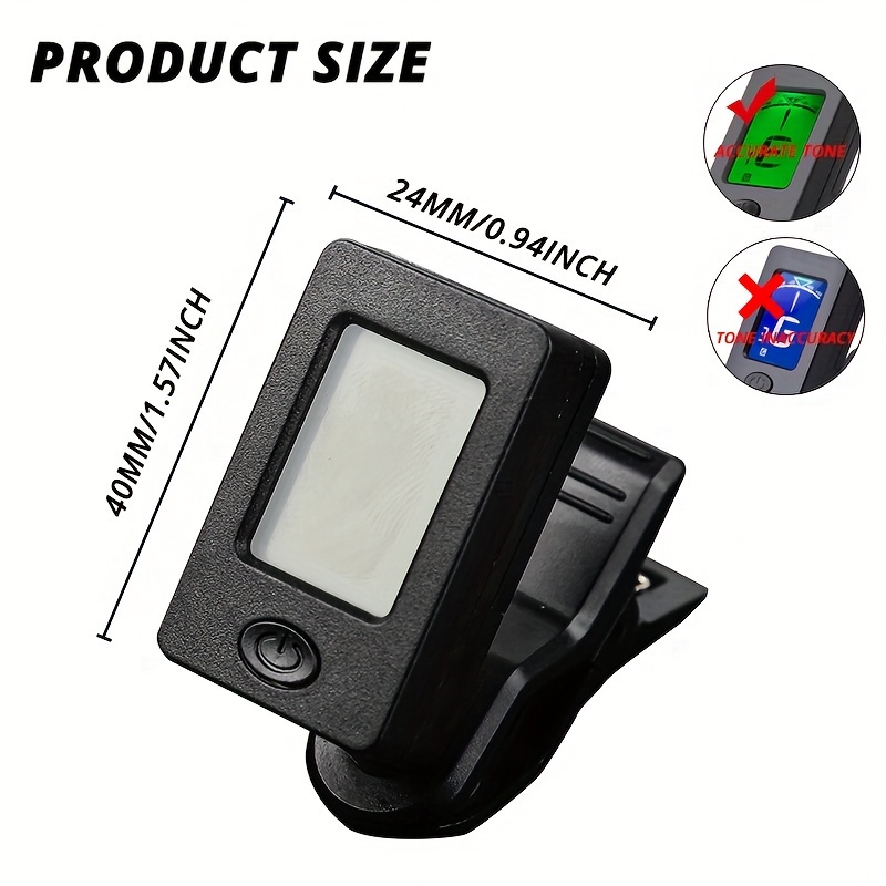 Clip On Guitar Tuner Electronic Clip On Tuner for Most String Instruments Easy Reading Accurate Tuning Tuner Clip for Guitar Green when the tone is accurate, blue when it is inaccurate