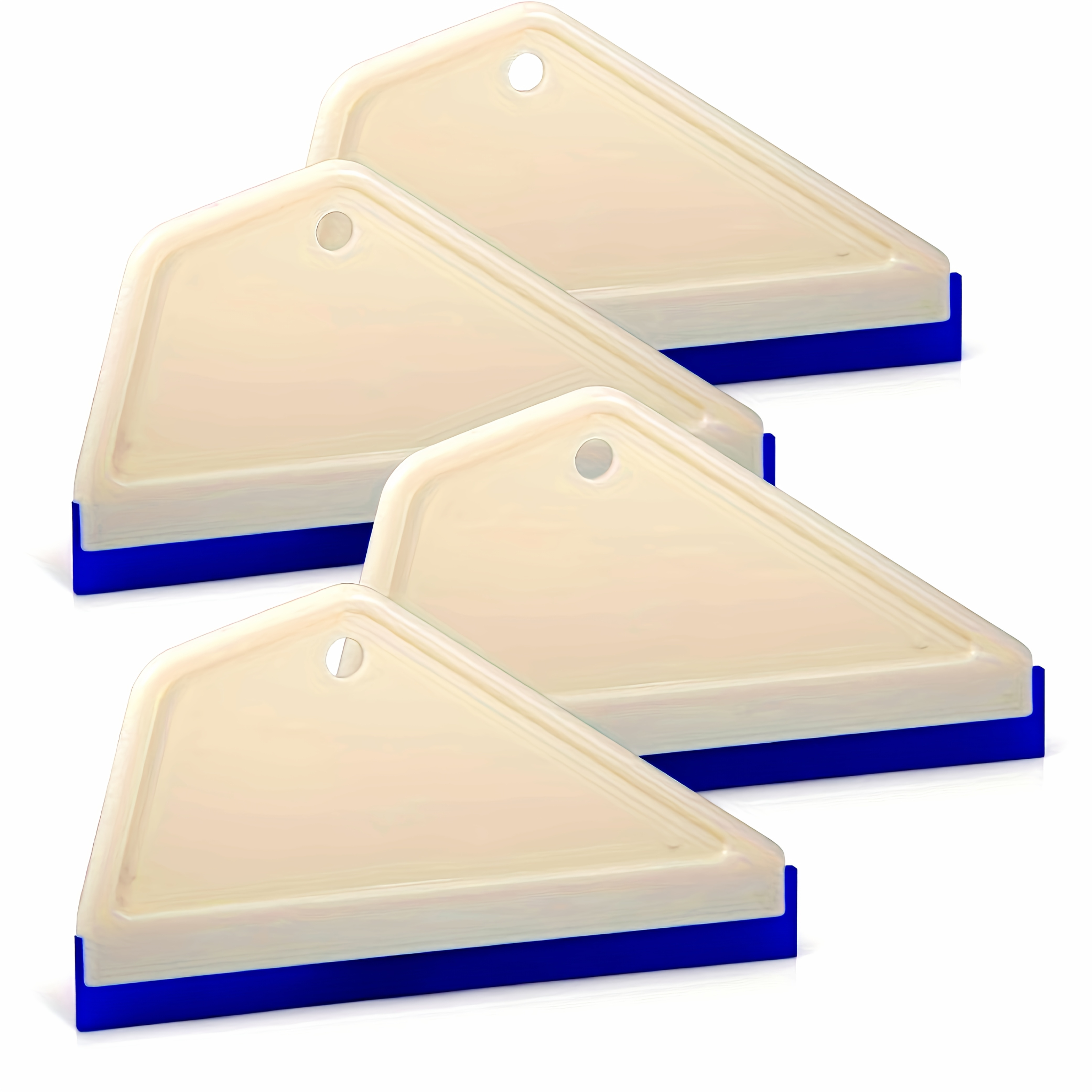 TEMU 4-pack White Kitchen Bathroom Shower Squeegee Hand Squeegee Window Wiper Mirror Wiper With Blue Silicone Water