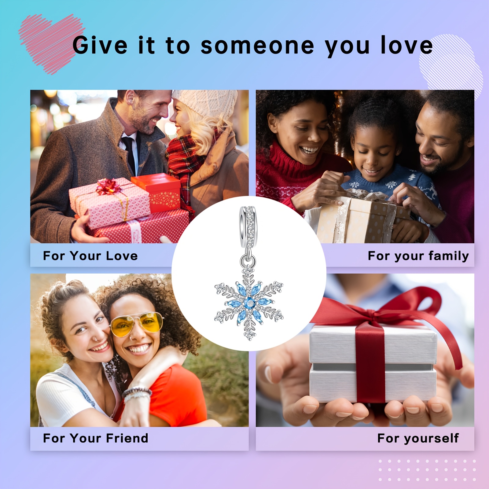 Blue Zirconia Snowflake Pendant Necklace