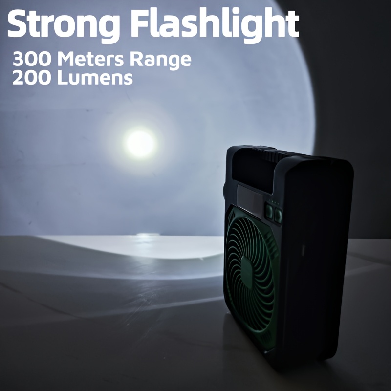Portable Solar Fan with LED Night Light & Flashlight - USB Rechargeable