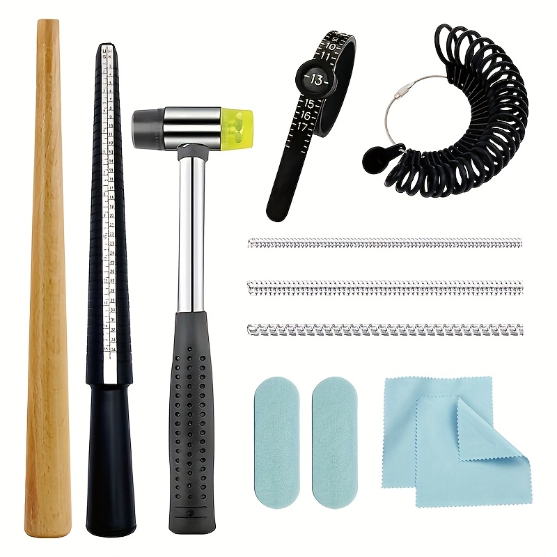 12pcs Ring Size Measuring Tool Set Ring Gauge Size Set Band Ring Former For Repairing Deformed Rings Ring Size Adjuster
