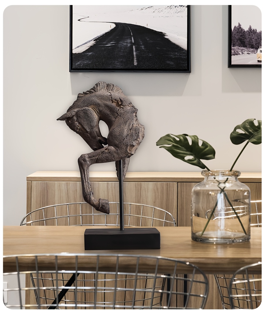 Easegen Home Vintage Rustic Horse Head Sculpture Statue - Resin Abstract Horse Statue with, Tabletop Decor Suitable for Desk, Shelf, Bookcase, Modern Home Office Decorations, Gift for Horse Lovers, Art Collectors
