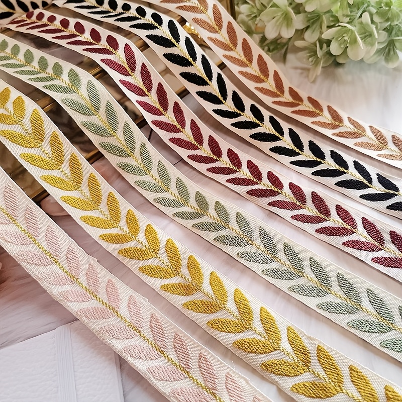 

Idongcai Embroidered Leaf Ribbon Trim - Decorative Fabric In Multiple Colors, 1 Yard, Patterned Fabric