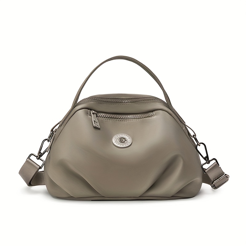 TEMU Nylon High-quality Women's Shoulder Bag, , Multi Pocket, Multi Zipper Lightweight And Comfortable Practical Travel Crossbody Bag, Pleated