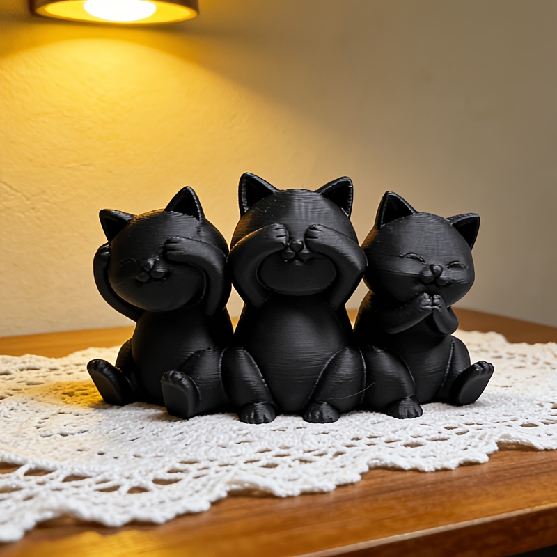 3 Statues, Desktop Cat Decorations, Suitable Wisdom Or Art, As A Thoughtful Gift For Cat Lovers. Applicable For Home/office Decoration. Ideal Gift For Valentine's Day/mother's Day/father's Day.
