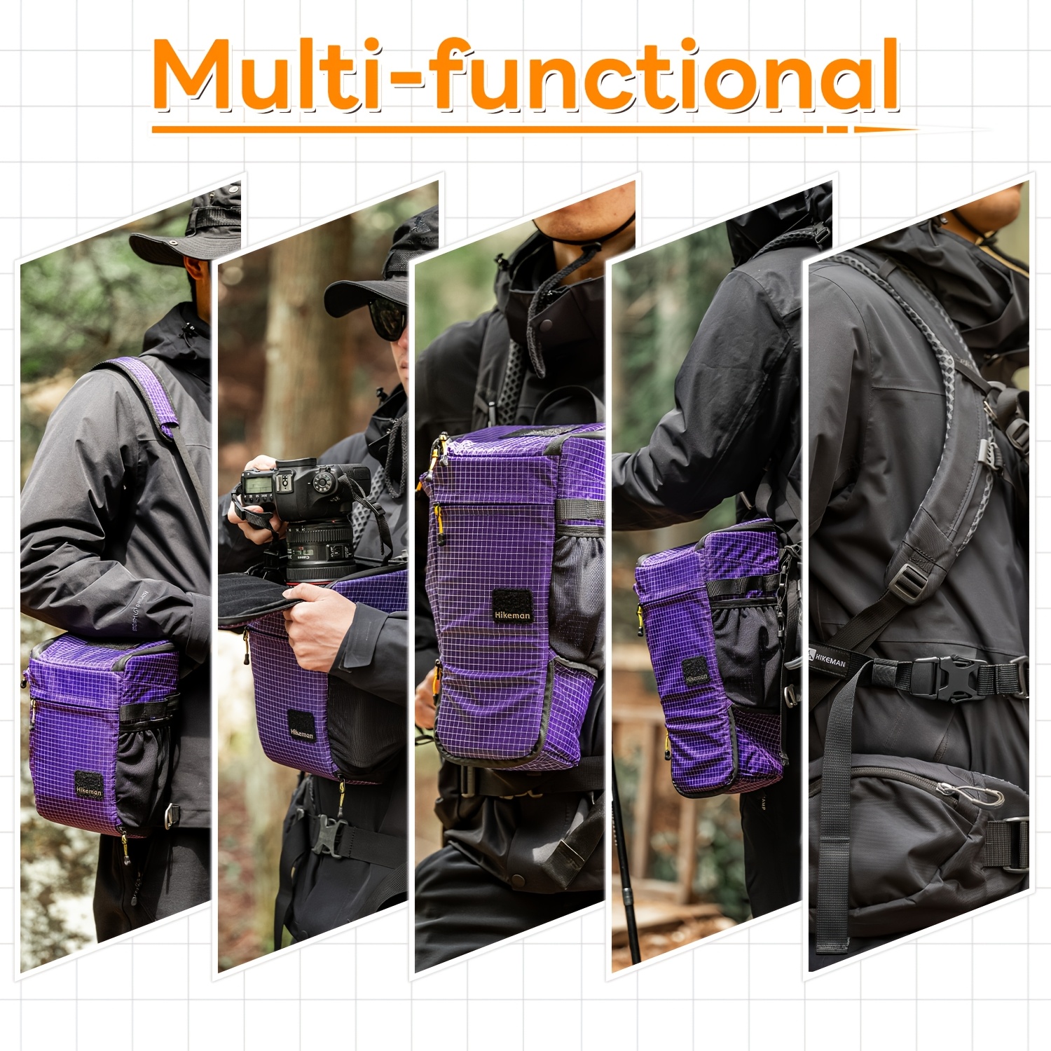  borsa per fotocamera, borsa multifunzionale da esterno per digitale, borsa per fotocamera in , con tracolla rimovibile e 2 cinghie esterne, adatta per la vita quotidiana, , ciclismo, arrampicata su Dettagli dell'articolo 3