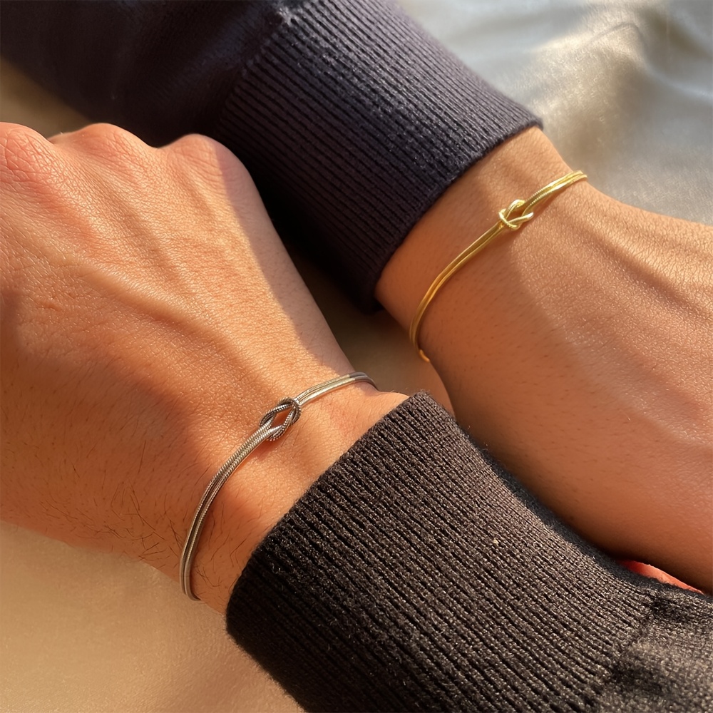 Classic High-End Stainless Steel Knot Bracelet, Elegant Women's