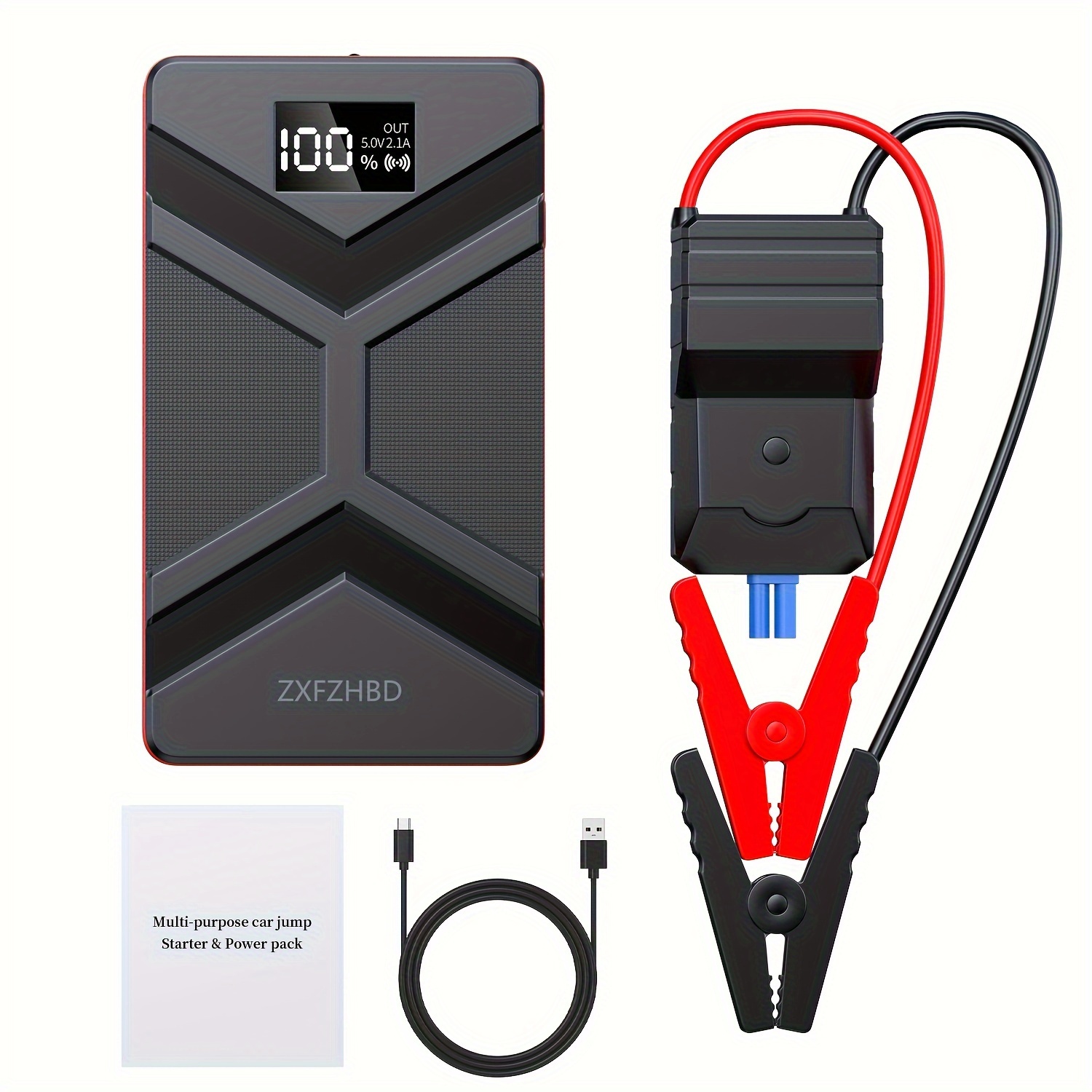 TEMU Jump Pack For Up To 3l Gas And 3l Engines, 12v Portable Car Battery Jump Starter Box With 3.0" Lcd Display
